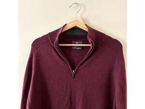 Maroon Wool-blend Mack Weldon Quarter-zip Tech Merino Sweater Men's Large